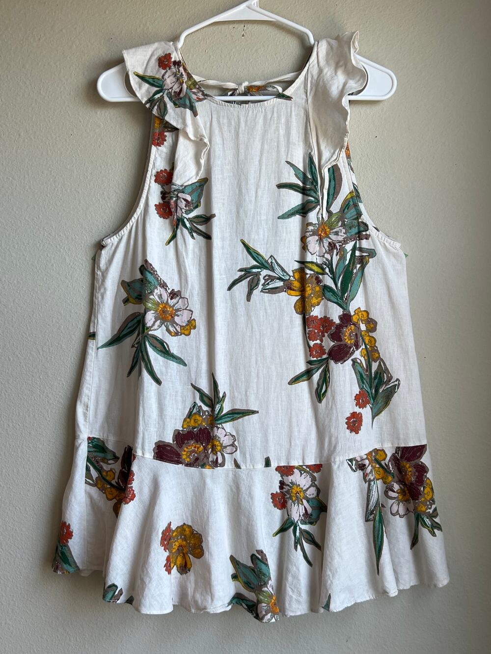 Free People Summer in Tulum Floral Linen Blend Ruffle Dress/ Top Small